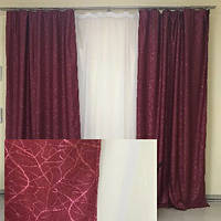 Готовые шторы из ткани лён софт з рисунком Высота 2.7 м.