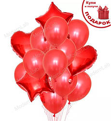 Повітряні кульки "Mix", набір 14 шт., червоний (металік)