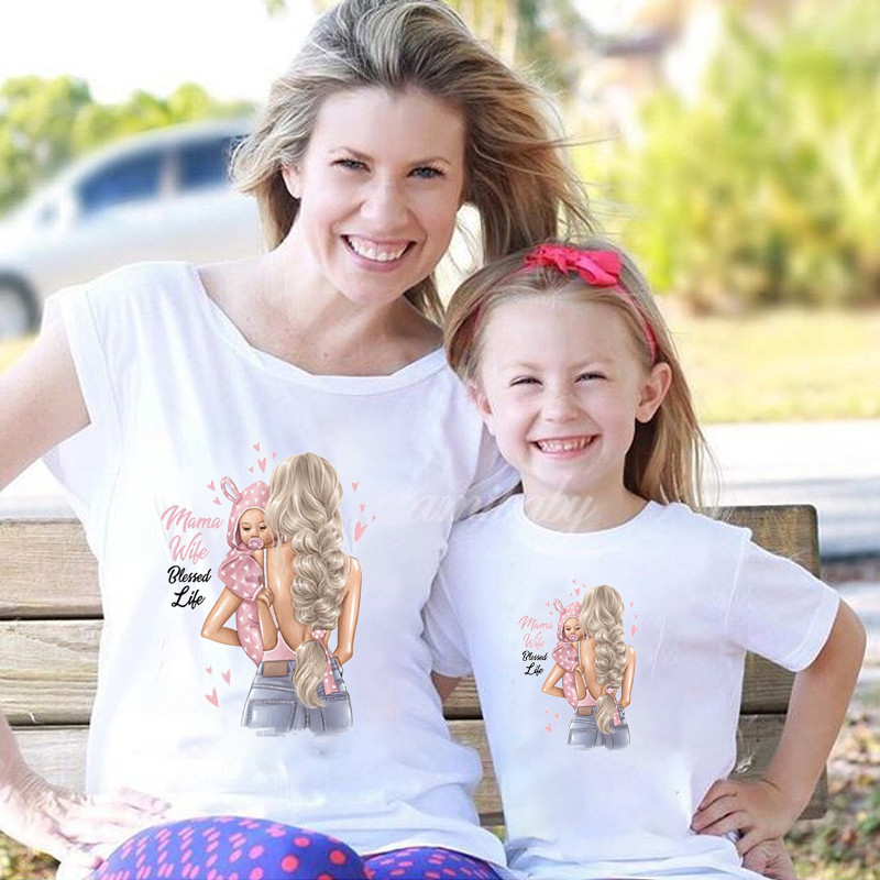 Парні футболки Family Look. Мама та дочка "Mama wife Blessed life" Push IT, фото 1