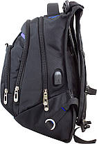 Рюкзак шкільний підлітковий ортопедичний для хлопчика чорно-синій 42*30 см Winner One 8806-5, фото 2
