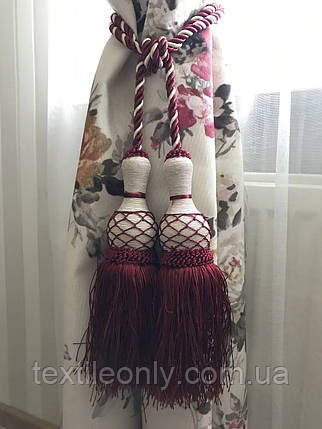 Пензлі підхоплювачі для штор червоні з білим 68 см, фото 1