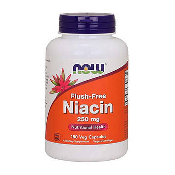 Ніацин (вітамін B-3) Now Foods Flush-Free Niacin 250 mg 180 капсул вег