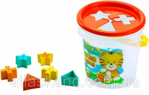 Іграшка Пластикова Відро-сортер із маленькими пасочками d=14 см Тигрис 39136, фото 1