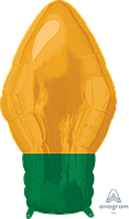 A 22" Gold Christmas Bulb. Фольгированный шар новогодний в виде елочного огня. Золотистый. В уп
