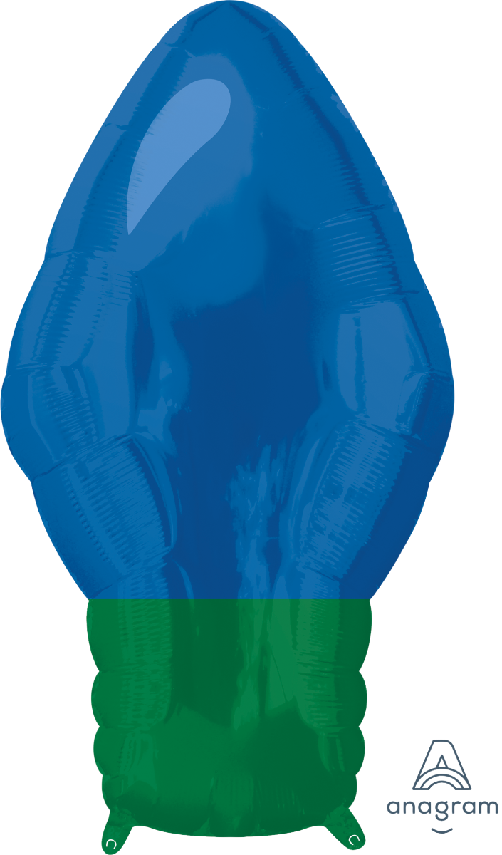 A 22" Blue Christmas Bulb . Фольгована куля новорічна у формі ялинкового вогню. Синій. В уп, фото 1