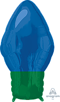 A 22" Blue Christmas Bulb . Фольгированный шар новогодний в виде елочного огня. Синий. В уп