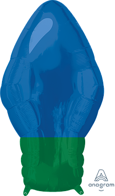 A  22" Blue Christmas Bulb . Фольгована куля новорічна у формі ялинкового вогню. Синій.  В уп