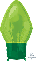 A 22" Green Christmas Bulb . Фольгированный шар новогодний в виде елочного огня. Зеленый. В уп