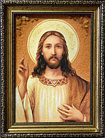 Икона из янтаря " Исус " 20x30 см, икона Спаситель