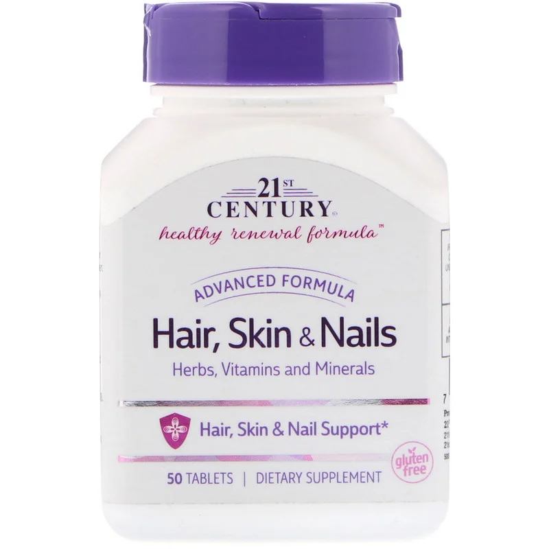 Hair, Skin & Nails Advanced Formula 21st Century 50 таблеток, фото 1