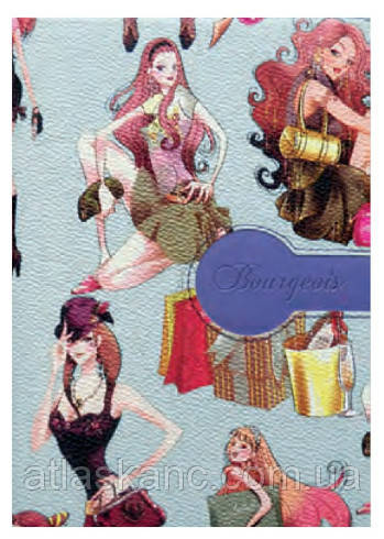 Ежедневник недатированный А5 МД Bourgeois 160 л голубой с девушками 15-3-А5S, фото 1