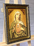 Ікона з бурштину "Непорочне серце Марії" 20x30 см, католицька ікона, фото 2