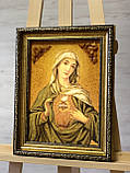 Ікона з бурштину "Непорочне серце Марії" 20x30 см, католицька ікона, фото 3