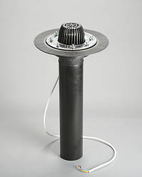 Воронка покрівельна (110х600 мм) з притискним фланцем з нерж. стали, підігрівом і листовловлювачем