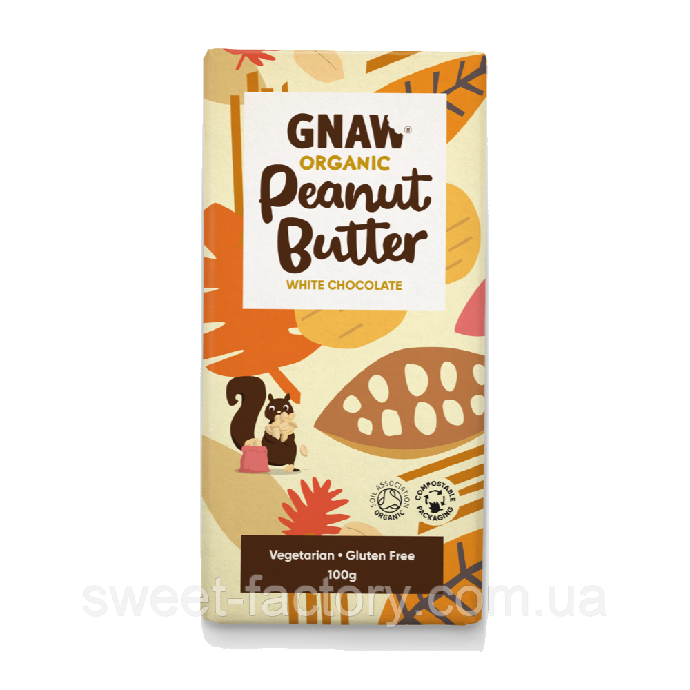 Белый шоколад Gnaw Organic Peanut Butter 100 g