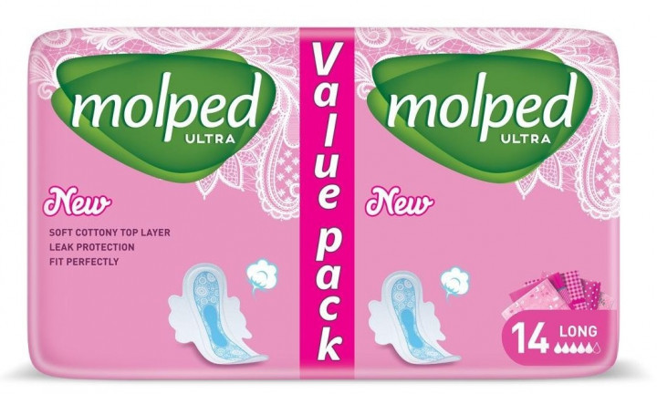 Гігієнічні прокладки Molped Ultra long eco 5 крапель 14 шт.