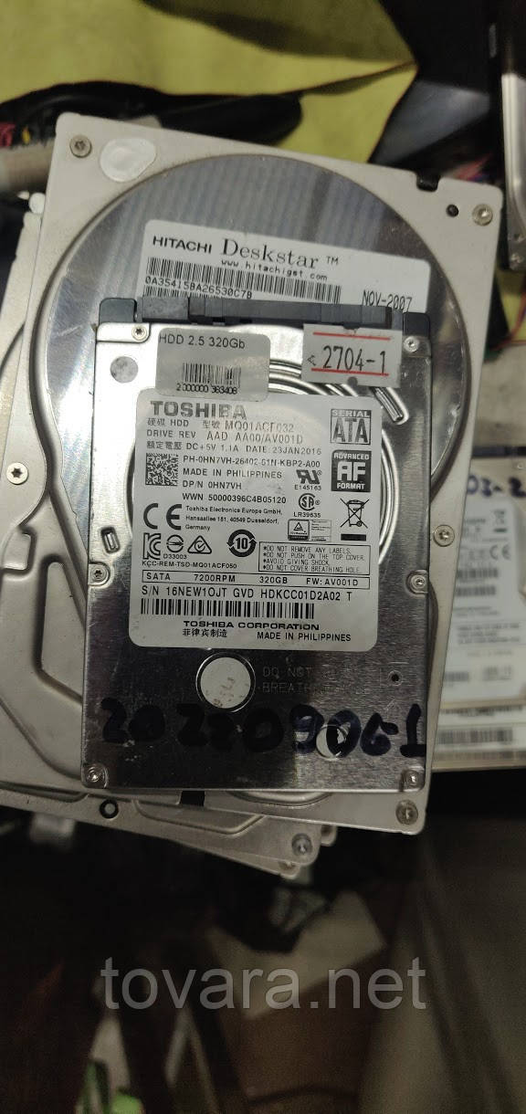 Жорсткий диск для ноутбука 320 Gb / Гб Toshiba MQ01ACF032 2.5" SATA3 No 20220906