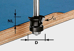 Фреза для зняття фаски і пригону HW S8 D24/0° +45° хвостовик 8 мм Festool 491026