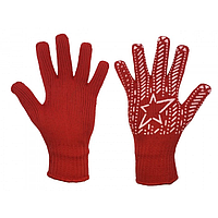 Перчатки ХБ с ПВХ точкой "Звезда", красные, 1 - сорт, 12 пар/уп.