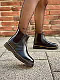 Демісезонні жіночі черевики челсі Dr.Martens Chelsea Black шкіряні чорні, фото 5