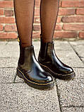 Демісезонні жіночі черевики челсі Dr.Martens Chelsea Black шкіряні чорні, фото 8