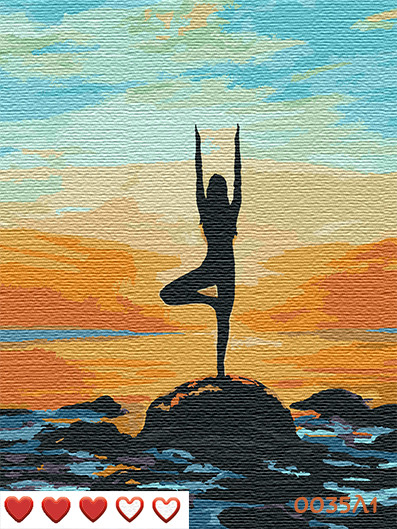 Картина за номерами Йога на березі моря, кольорове полотно + лак, 40*50 см, без коробки Barvi