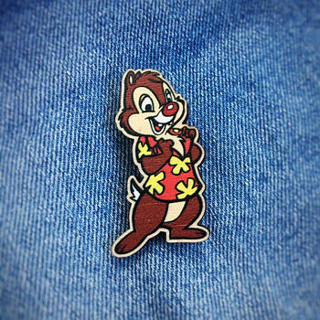 "Дейл (Чіп і Дейл - бурундучки-рятівнички)" брошка дерев'яна з уф-друком