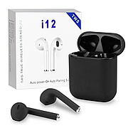 Чорні бездротові навушники Bluetooth AirPods black i12