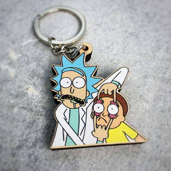 "Рік і Морті" брелок дерев'яний двосторонній з уф-друком
