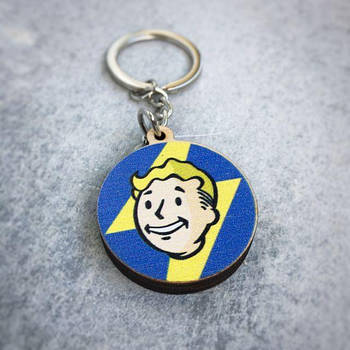 "Волт Бой синій (Фоллаут)" брелок дерев'яний двосторонній з уф-друком