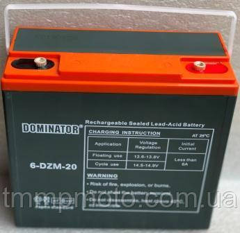 АКБ   12V-6-DZM-20A  пастовый "DOMINATOR"180*170*78 под болт