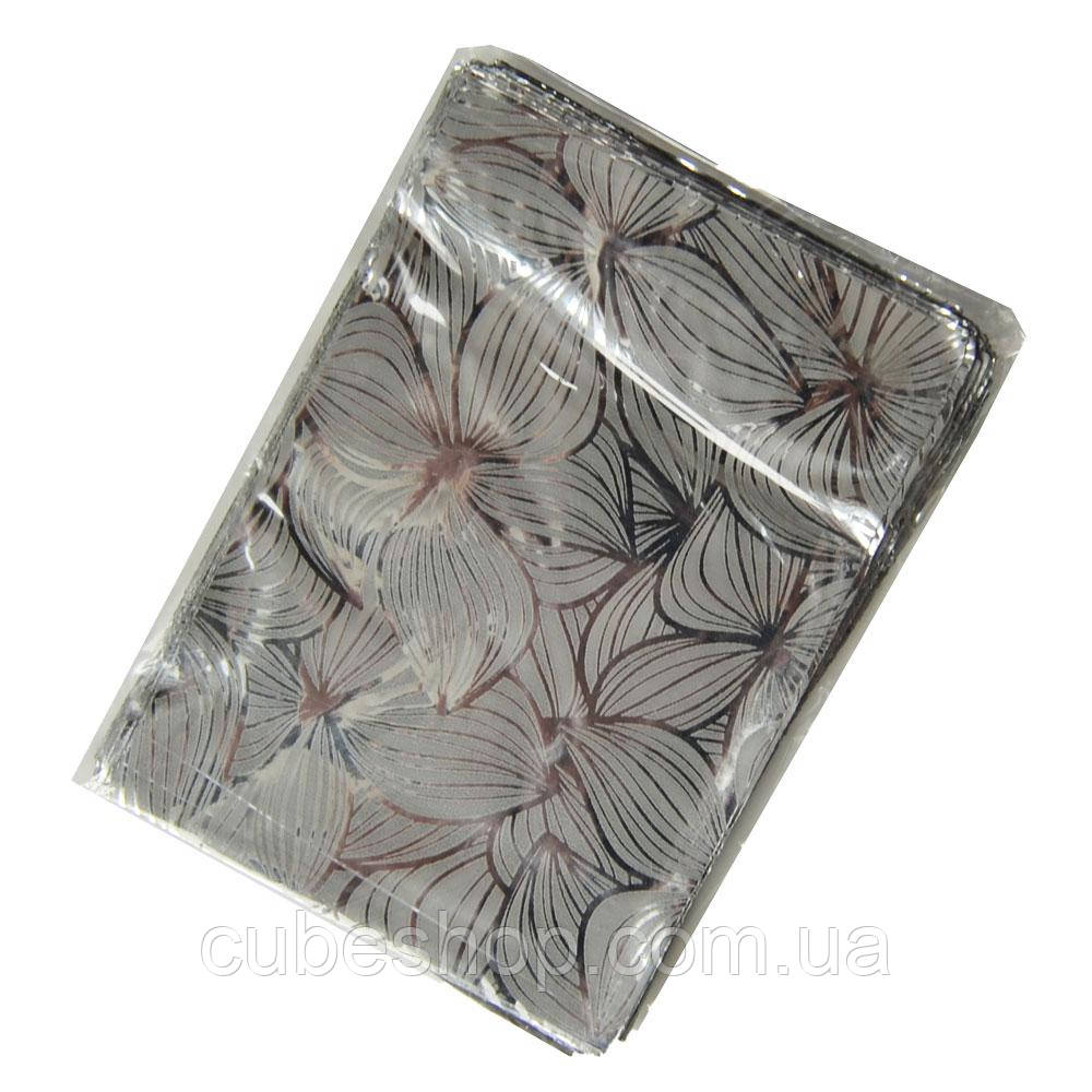 Фольгированный пакетик  "Серый с цветами" 7х9 см (100 шт)