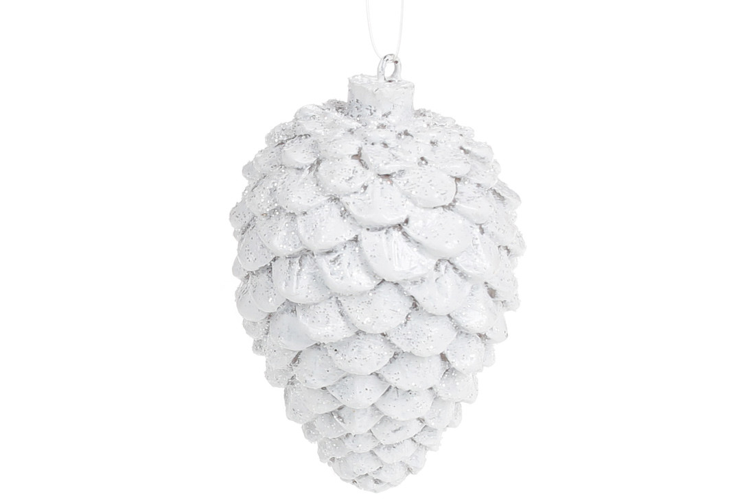 Підвісний декор Шишка, 8 см, колір білий, фото 1