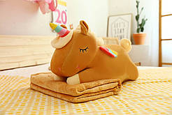 Плед дитячий + іграшка єдиноріг і подушка 3в1