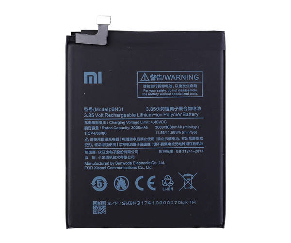 

Аккумулятор Xiaomi BN31 (Mi A1, Mi 5X, Redmi Note 5A, Redmi Note 5A Pro)