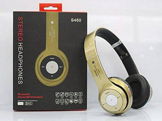 Навушники бездротові S460 Bluetooth, MP3,FM, CD card Gold