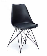 Черный стул на черных металлических ножках Milan BK-ML с пластиковым сиденьем с подушкой