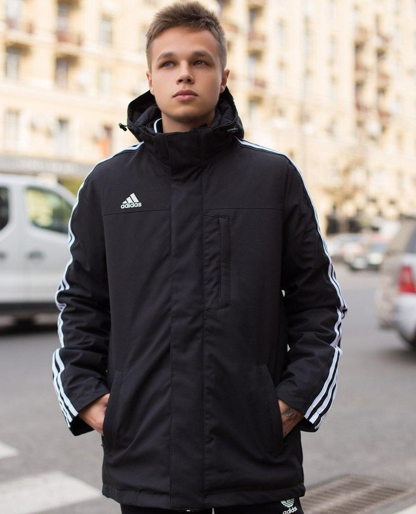 Чоловіча куртка Adidas демісезонна осінь / весняна куртка чорна Туреччина. Живе фото. Чоловіча куртка, фото 1