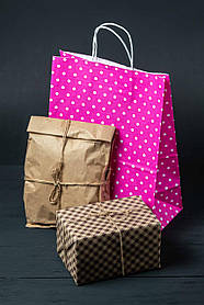 Паперові подарункові пакети 260*150*350 мм Кольорові крафт пакети з ручками Готові дитячі святкові