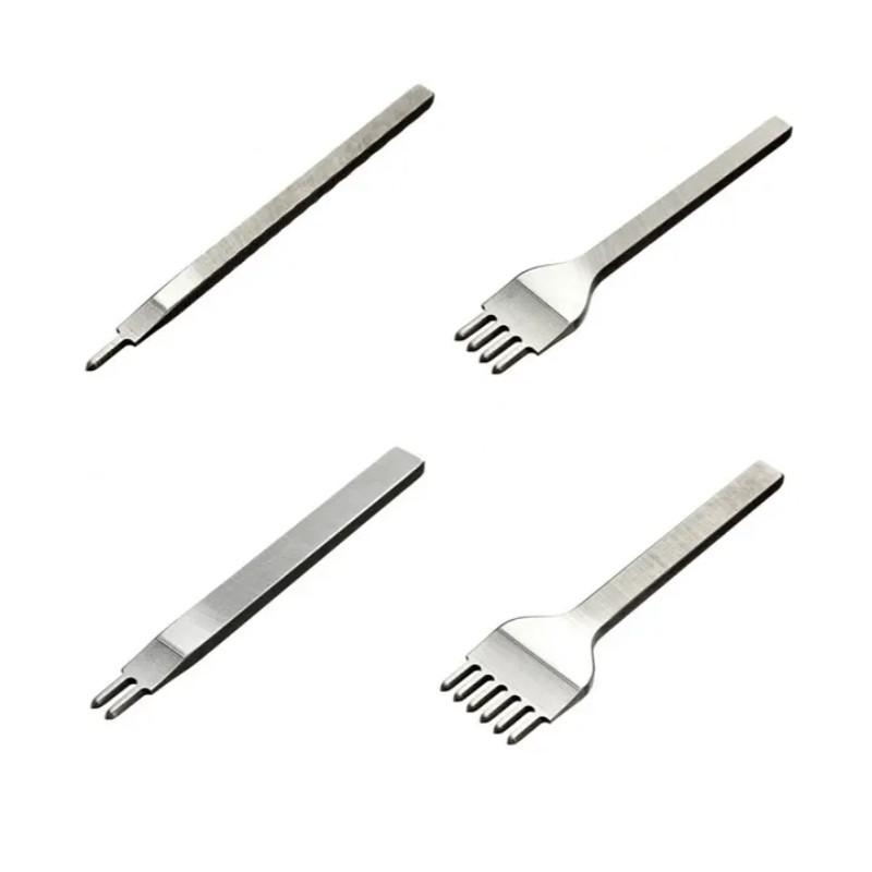 Набір пробійників 4 шт, ромбовидних, строчних для шкіри, 1+2+4+6 зубців, крок 5 мм, фото 1