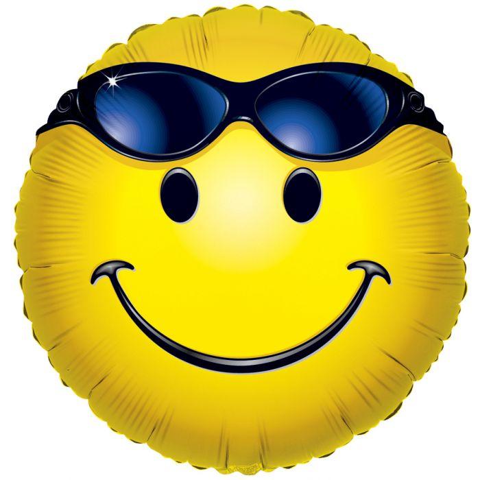 К 18" Smiley With Glasses. Куля фольгована Смайл в окулярах. Куля емодзі