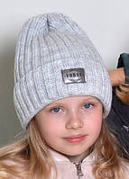 Светло-серая Зимняя подростковая шапка на флисе для всех от 7 лет