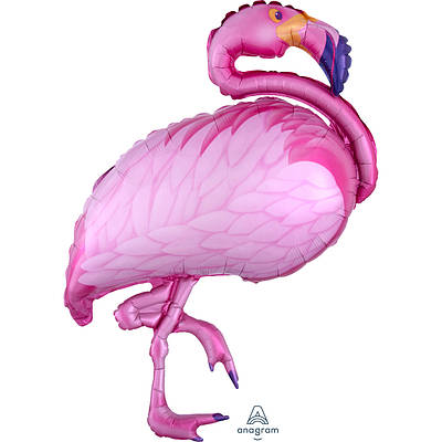 A  27" x 35" Flamingo Beach SuperShape Foi. Фольгована куля Фламінго