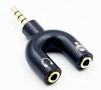 Адаптер SSE Audio 3.5mm M 4pin - 2x3.5mm F 3pin черный