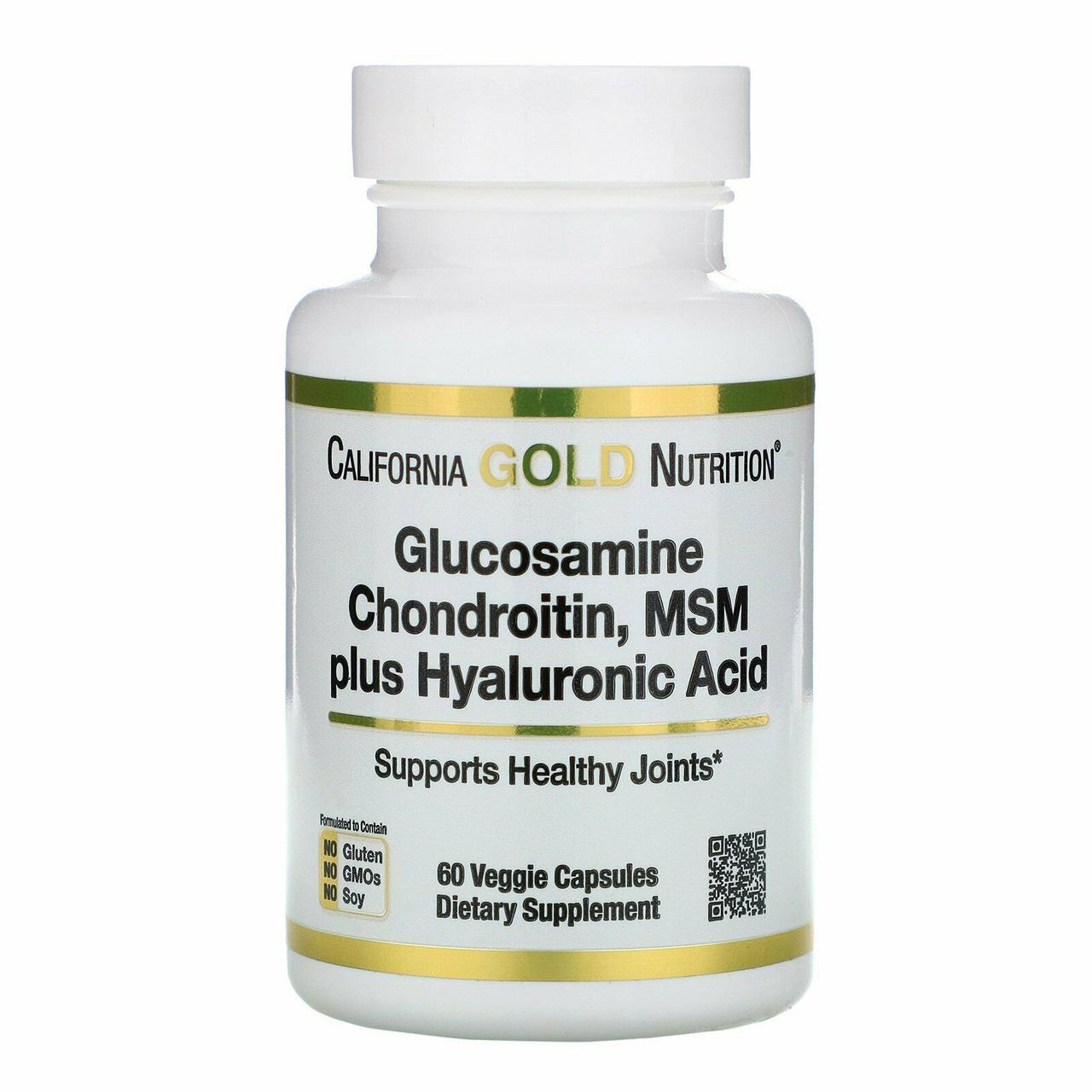 Хондропротектор California Gold Nutrition Glucosamine Chondroitin MSM plus Hyaluronic Acid 60 капс.