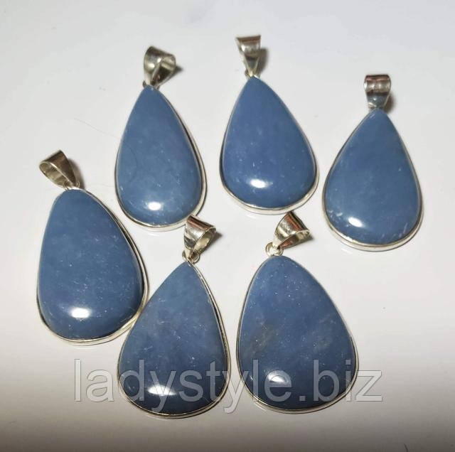 Кулон с натуральным ангелитом от студии LadyStyle.Biz купить браслет серьги украшения серебряные браслеты с волосатиком