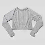 Спортивний костюм жіночий для фітнесу. Комплект безшовний рашгард, легінси, фітнес костюм, розмір M (сірий), фото 8