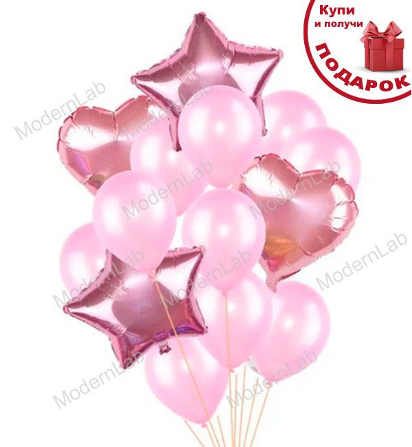 Повітряні кульки "Рожевий мікс", набір 14 шт