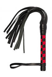 Батіг з натуральної шкіри VIP Leather Flogger Black&Red