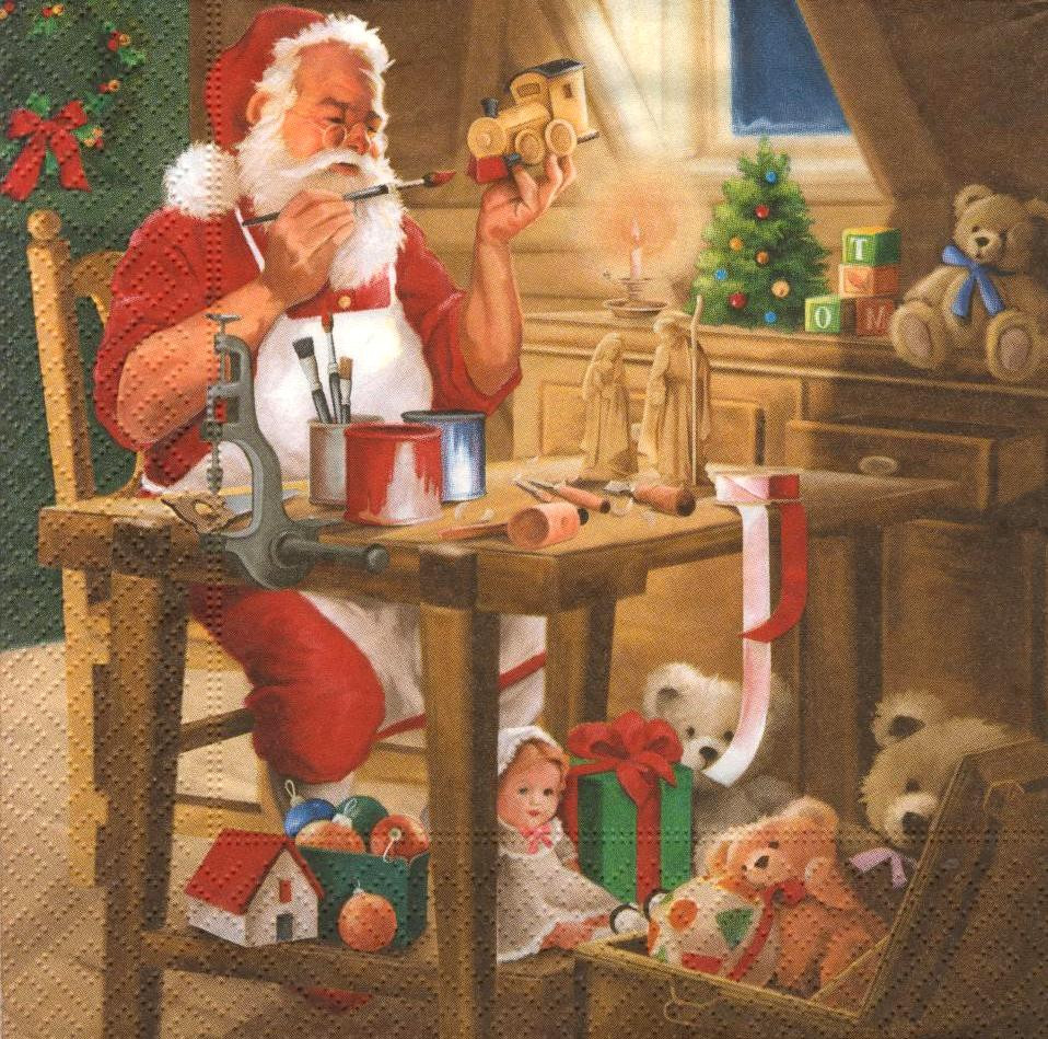 Декупажная салфетка Санта готовит подарки 5265 - фото 1 - id-p178267854